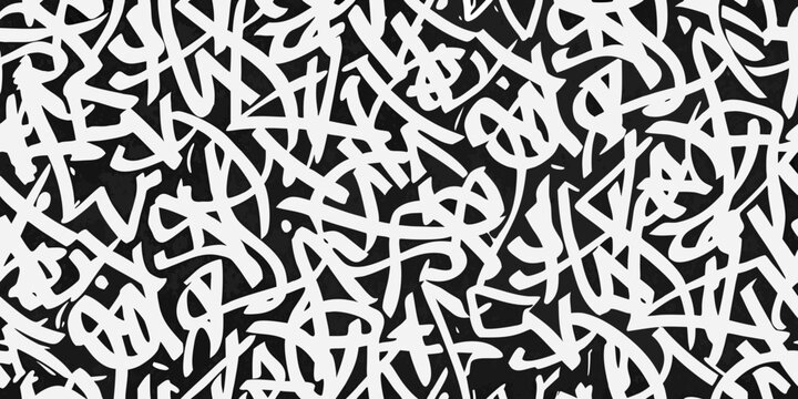Abstract scribble pattern black and white vector illustration