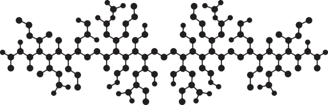 Black molecular structure on white background