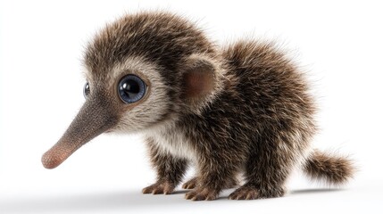 Fototapeta premium Cute Aye-Aye Lemur Portrait on White Background