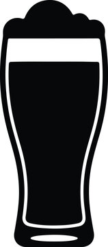 Silhouette vector glass of foamy lager beer for restaurant menu design