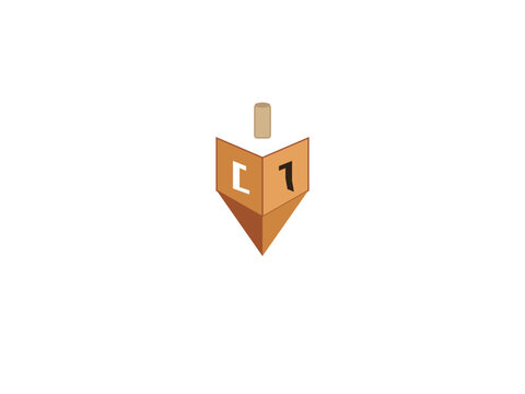 Wooden dreidel sevivon vector illustration. Jewish Hanukkah holiday spinning top game toy, traditional symbols and celebration element isolated on white.