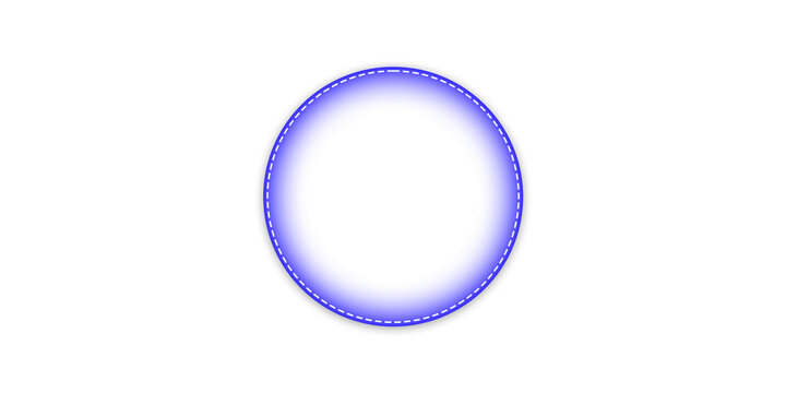 Glowing blue circle with a dashed border isolated on transparent background