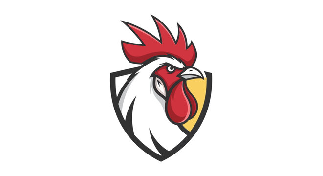 Rooster Head Illustration in Shield.