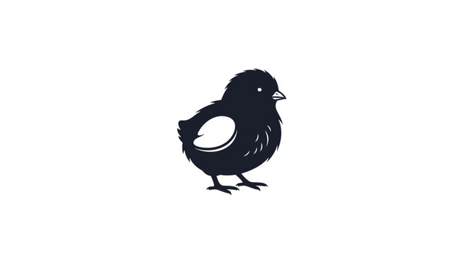 Small black chick illustration on white background.