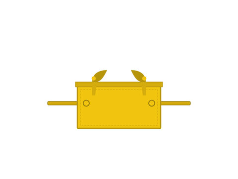 Ark of the Covenant golden vector illustration. Ancient Tabernacle sacred chest, Aron HaKodesh with cherubim wings, biblical temple artifact isolated on white background.