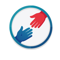 Obraz premium Helping hands icon in a circle