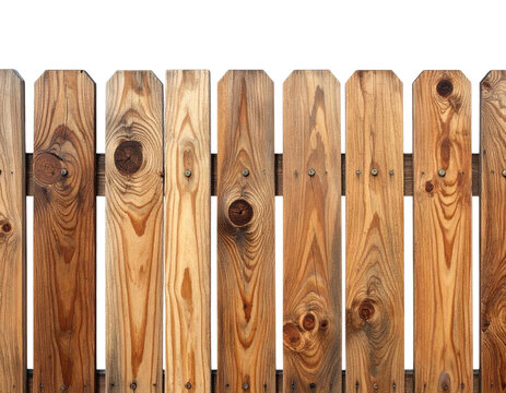 Rustic wooden picket fence with natural grain and knots