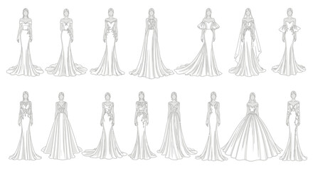 Fototapeta premium Variety of formal evening gowns displayed.