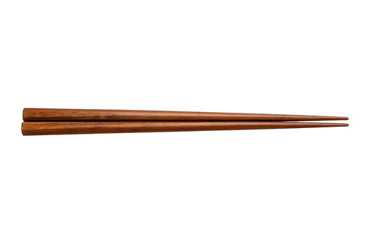 image.png Pair of brown wooden chopsticks with smooth polished texture, traditional Asian dining utensils isolated on transparent background