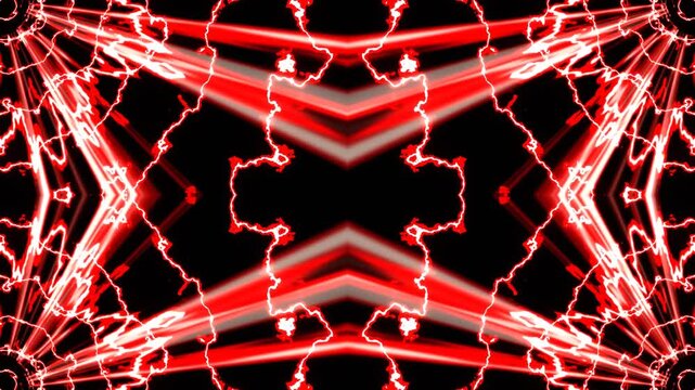 Red and White Sci-Fi Radio Waves Kaleidoscope Background VJ Loop in 4K