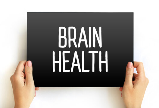BRAIN HEALTH text held in hands. Medical and psychological concept for cognitive wellness, prevention, and neurological care. Clear message for healthcare and therapy topics.