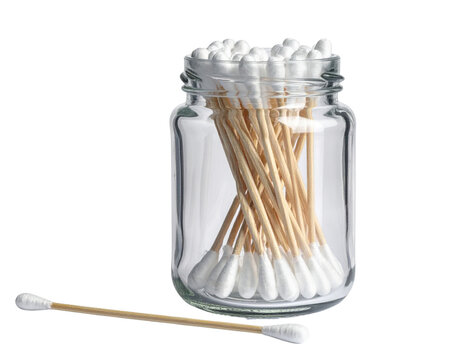 Cotton swabs in glass jar