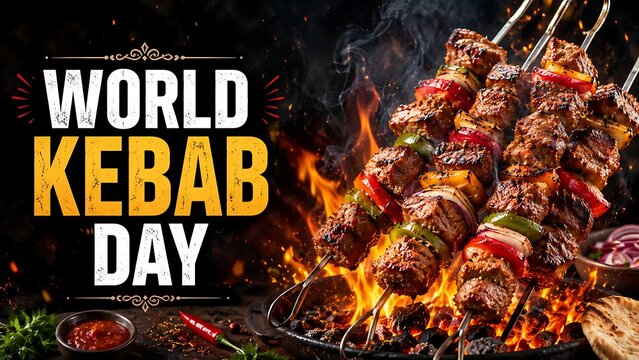 World Kebab Day, grilled meat skewers, barbecue food, kebab festival
