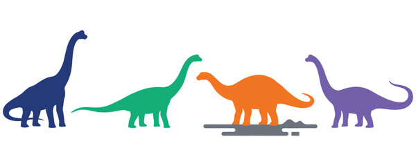 dinosaur evolution in full color. brachiosaurus silhouette icon concept. © MDTAZBIRHOSSAIN