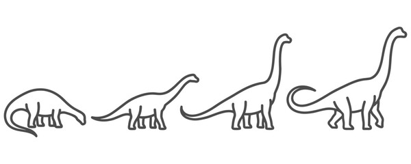 dinosaur evolution outline icons set. brachiosaurus silhouette icon concept. © MDTAZBIRHOSSAIN