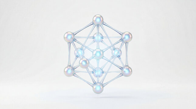 Harmonious lattice of luminous orbs creating a radiant molecular framework on a pristine canvas