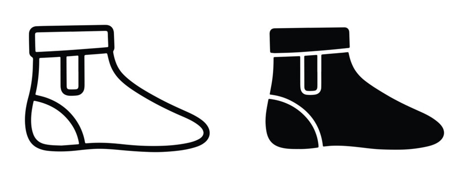 Boot Icon Set, Footwear Symbol, Outline and Solid Styles, Vector Graphics for Fashion and Apparel