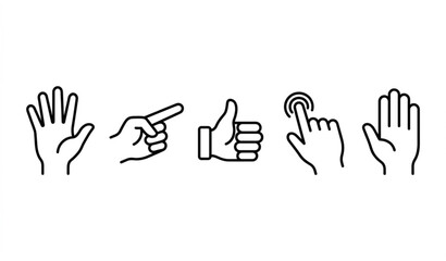 Obraz premium Hand Gesture Icon Set Vector Illustration