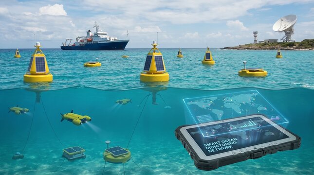 Advanced underwater sensors network monitoring global ocean data in real time