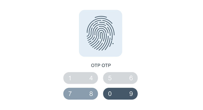 Fingerprint Biometric Authentication and OTP One-Time Password Security Interface Design for Mobile App
