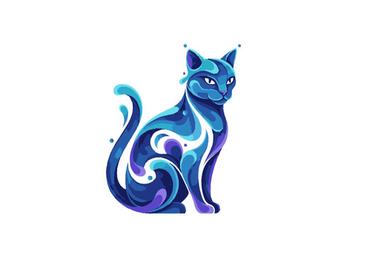 Dynamic abstract graphic design of a graceful feline-inspired form com