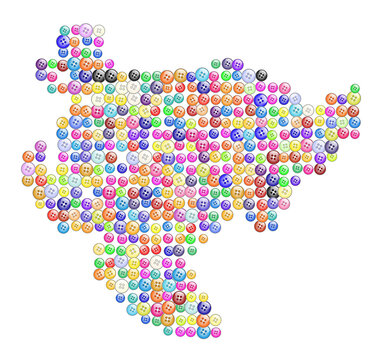 Map of the state or region Saga (Japan) showing the area with colorful buttons