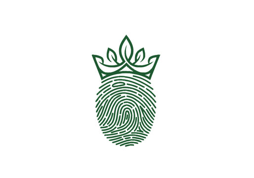 Right-cropped graphic illustration of a green fingerprint topped with 