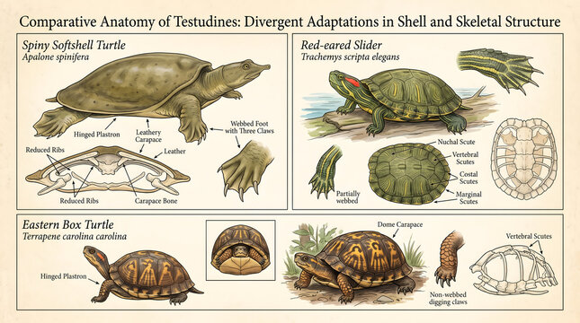 Comparative Anatomy of Testudines Divergent Adaptations in Shell and Skeletal Structures of Turtles and Tortoises