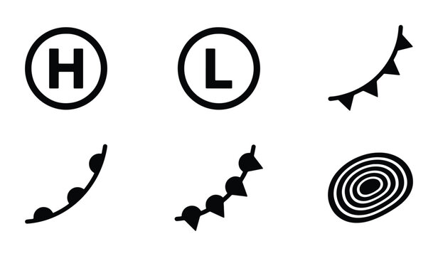 Weather Map Symbols: High Pressure H, Low Pressure L, Fronts, Isobars, Meteorology Icons, Forecasting