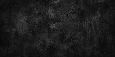 Obraz premium Abstract Black wall texture for pattern background. wide panorama picture. Black wall texture rough background dark concrete floor or old grunge background with black