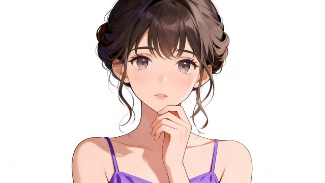 Anime girl with hand on chin