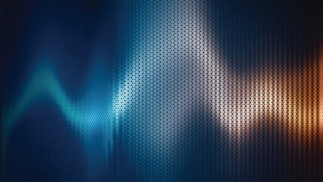 Vector illustration of abstract background with glowing wave pattern with halftone effect