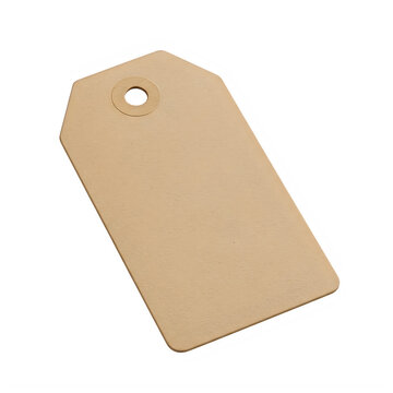 Simple brown paper tag with string attached isolated on white background