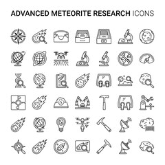 Meteorite Research Line Icons Collection On White Background © md solaimas