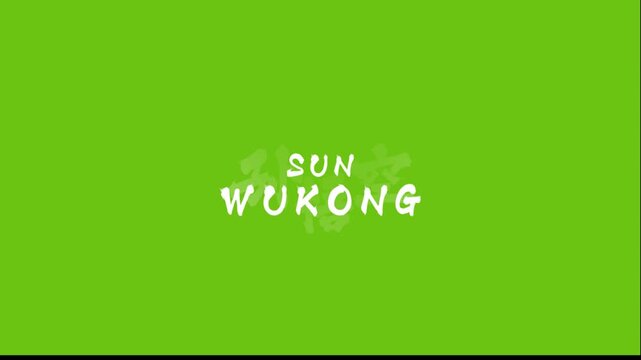 Animated Sun Wukong text logo on green background. Looping video with static text and subtle design element.