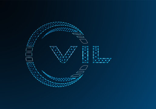 VIL low poly letter logo vector design. VIL lower poly logo design. Low poly logo.