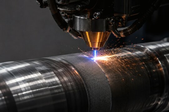 Close up of Robotic Laser Cladding Nozzle