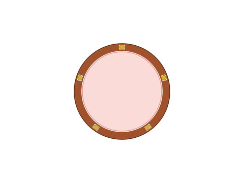 Miriam tambourine Tof Miriam vector illustration. Ancient biblical percussion instrument, Jewish timbrel with golden jingles, Exodus victory praise symbol isolated.