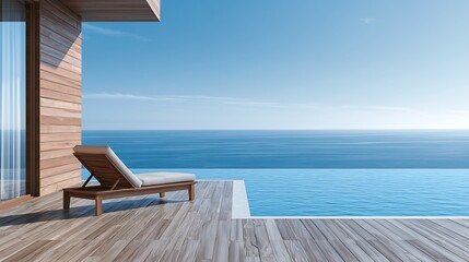 Fototapeta premium Luxury infinity pool terrace with ocean view