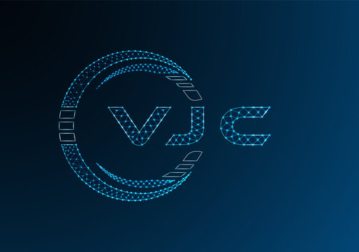VJC low poly letter logo vector design. VJC lower poly logo design. Low poly logo.
