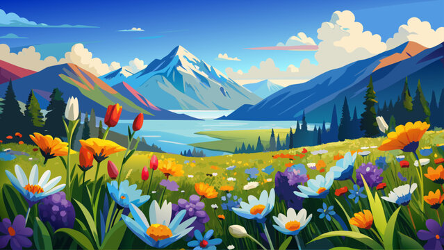 alpine meadow with flowers