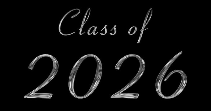 Golden Class of 2026 typography animation cinema title opener styled. Celebrating graudation for the 2026 Batch. Glistering commencement of academic journey, celebratory festive like motion graphic.

