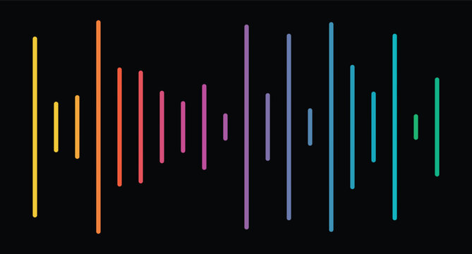 Colorful Sound Waveform Graphic on Black Background