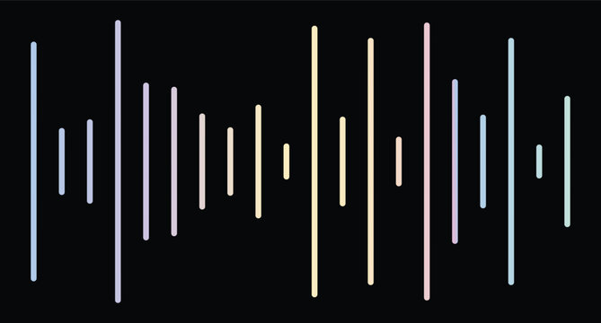 Abstract sound wave visualization with pastel colors on a black background
