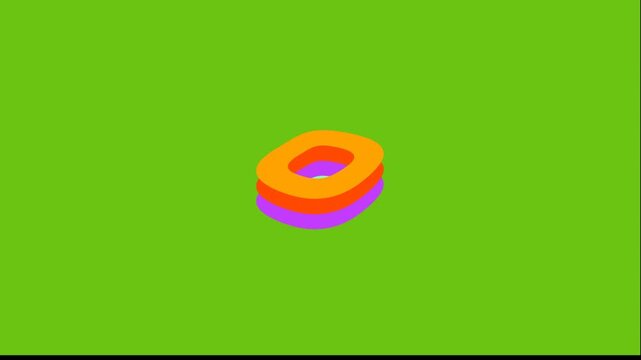 Animated 3D donut icon set. Colorful donut icons rotating on green background. Seamless loop animation for UI web design and digital projects.