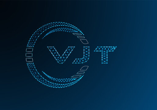 VJT low poly letter logo vector design. VJT lower poly logo design. Low poly logo.