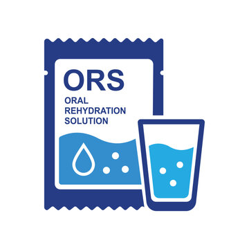 Oral rehydration solution packet and glass flat vector illustration ors