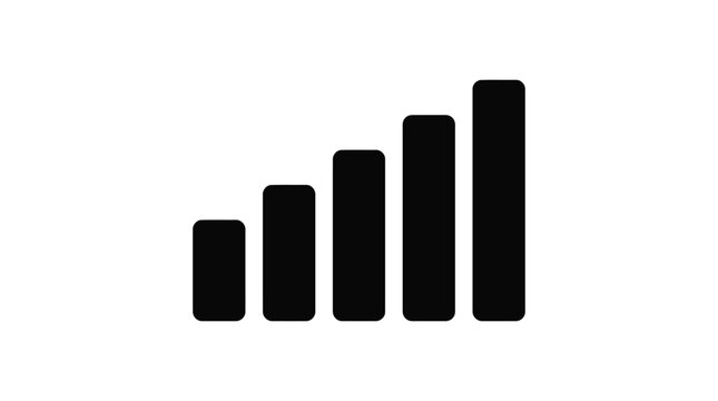 Increasing bar graph silhouette against a white background representing growth and progress silhouette