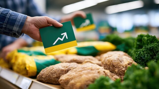 Grocery shelf: price tags for tomatoes & lemons show rising costs. Inflation, high prices, economic pressure are evident