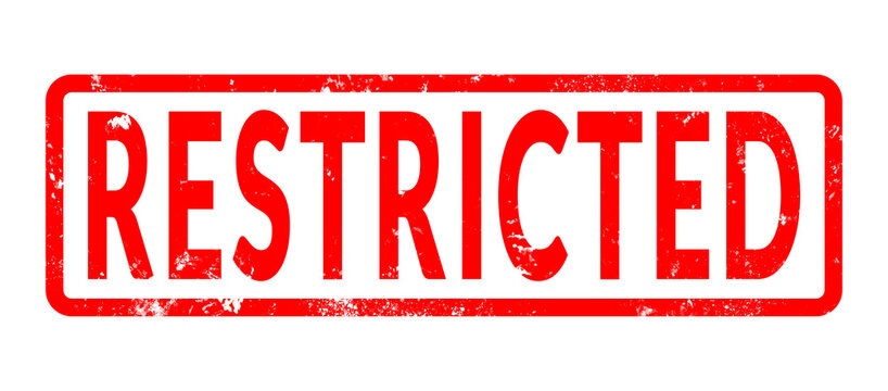Red restricted grunge rubber stamp seal icon isolated transparent background